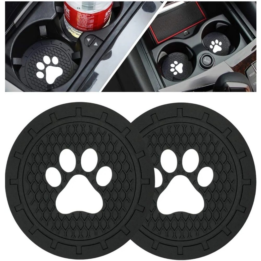 Black Paw‎ Print Car Coasters for Dogs